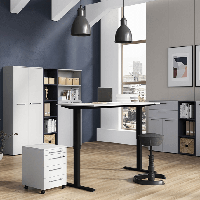 Caisson de bureau moderne gris Hacienda